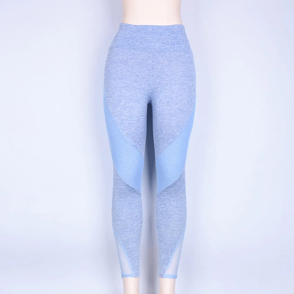 High Waist Yoga Pants with Mesh Panels