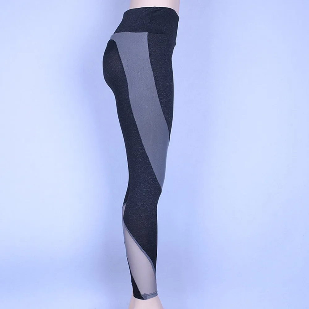 High Waist Yoga Pants with Mesh Panels