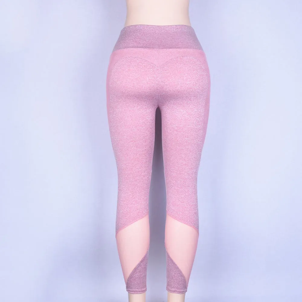 High Waist Yoga Pants with Mesh Panels