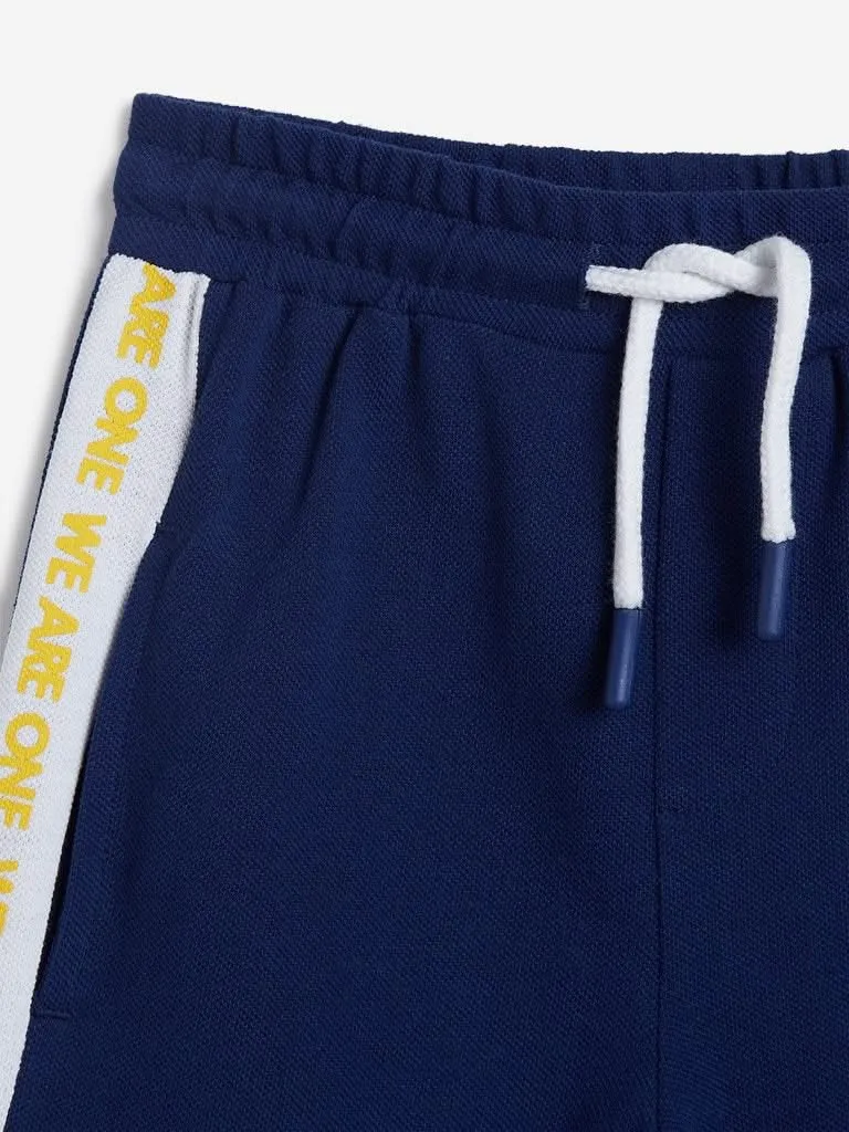 HOP Kids Blue Text Design Shorts