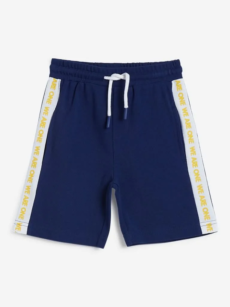 HOP Kids Blue Text Design Shorts