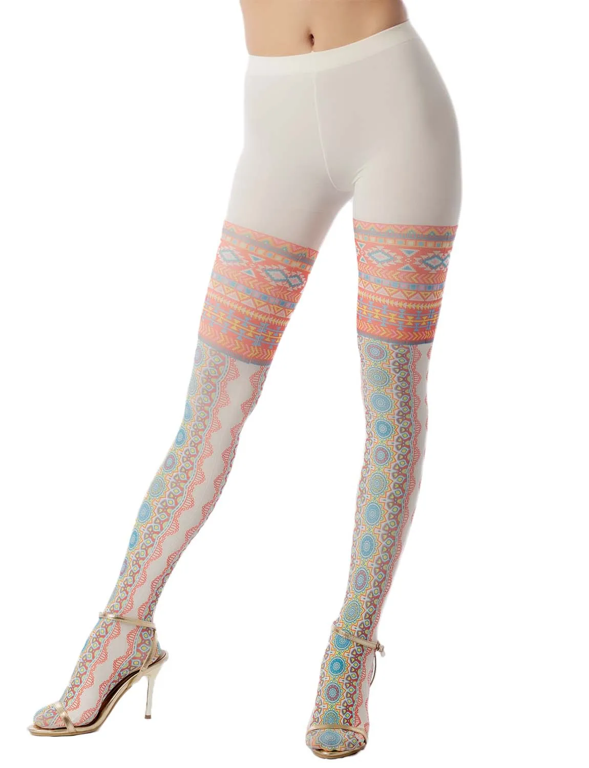 iB-iP Women's Tribal Prints Nylon Tibet Fashion Stylish Opaque Pantyhose Tights