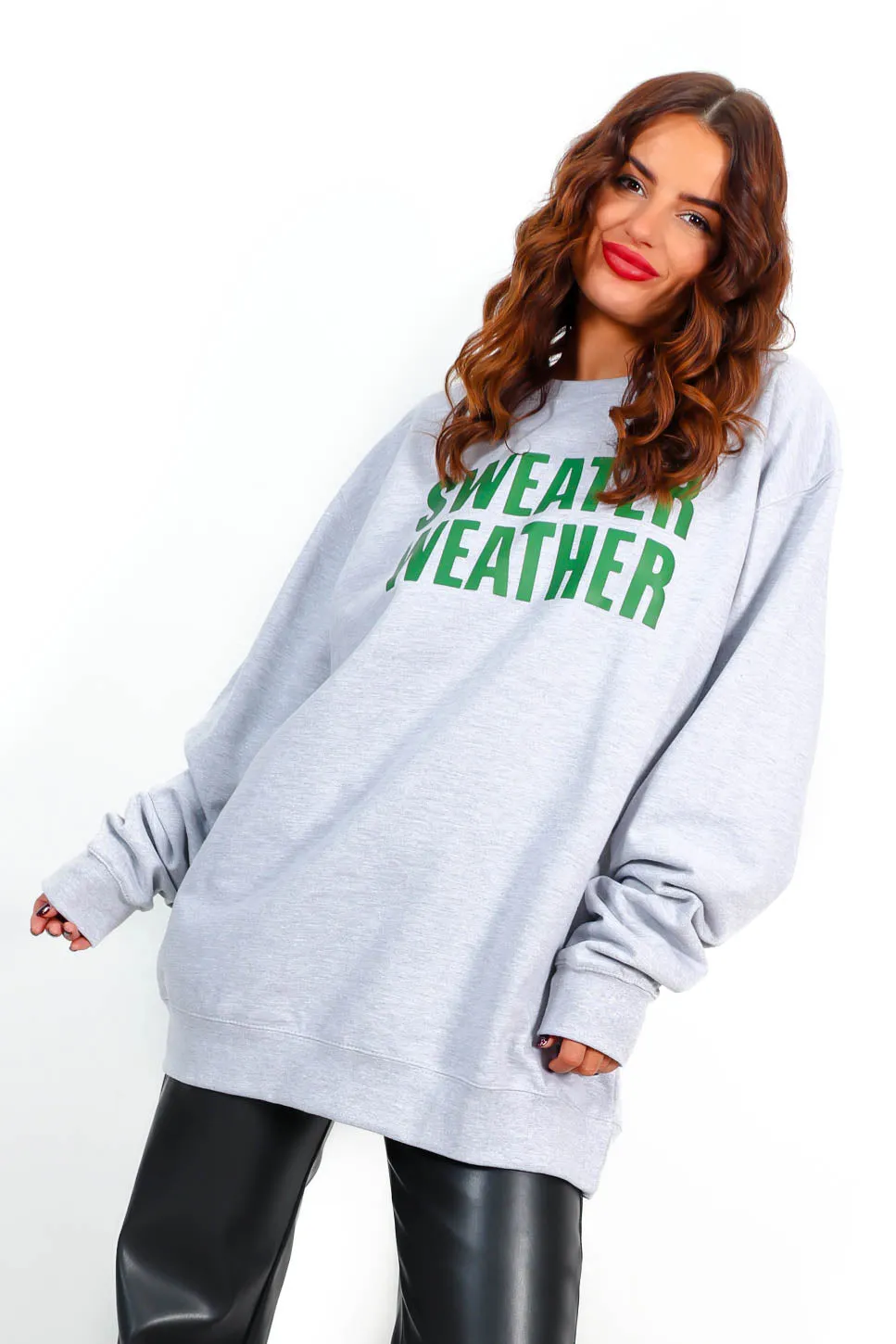 Its Sweater Weather - Grey Forest Slogan Sweatshirt