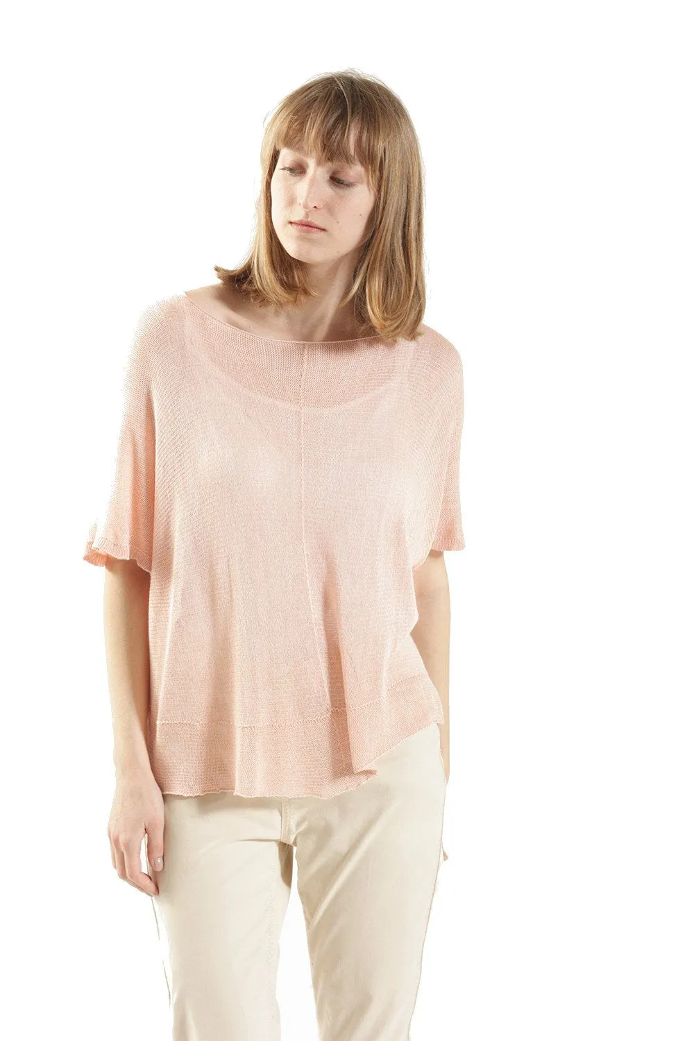 Ivory Boat neck loose knit T- shirt