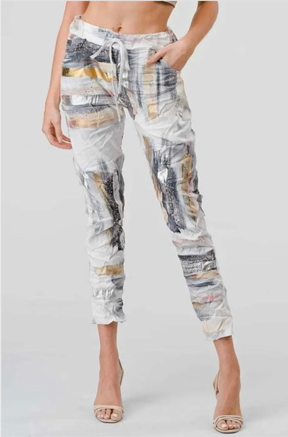 Jogger Printed Elastic Waist Drawstring Pants