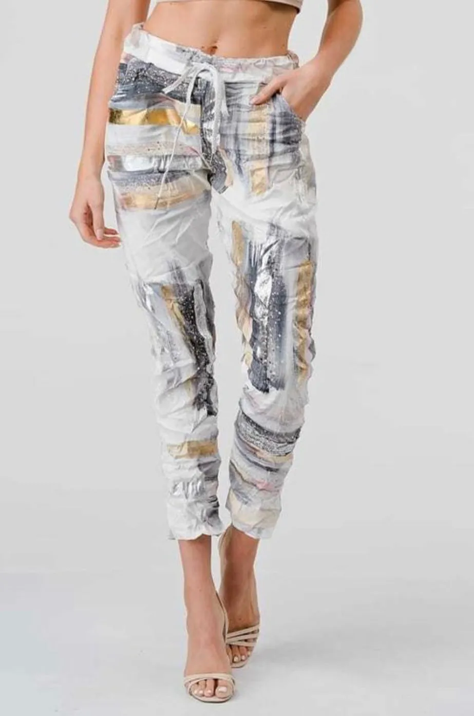 Jogger Printed Elastic Waist Drawstring Pants