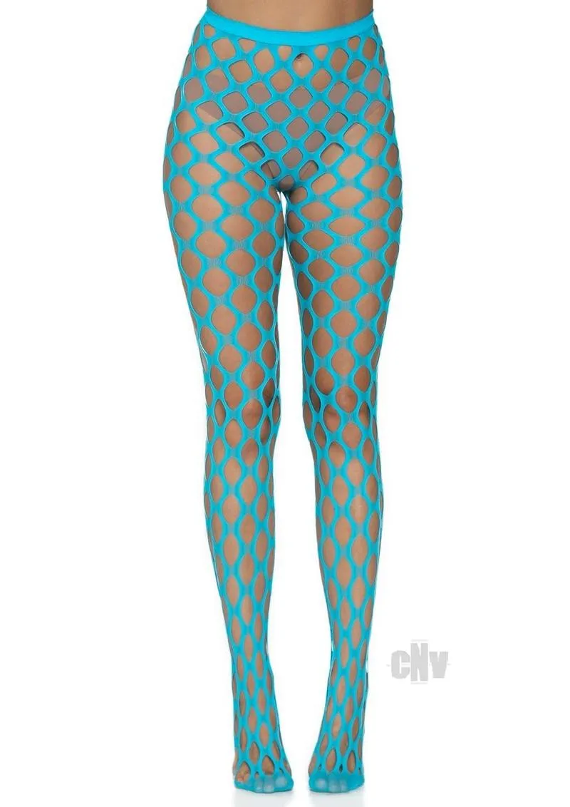 Jumbo Pothole Net Tights - Neon Blue - One Size