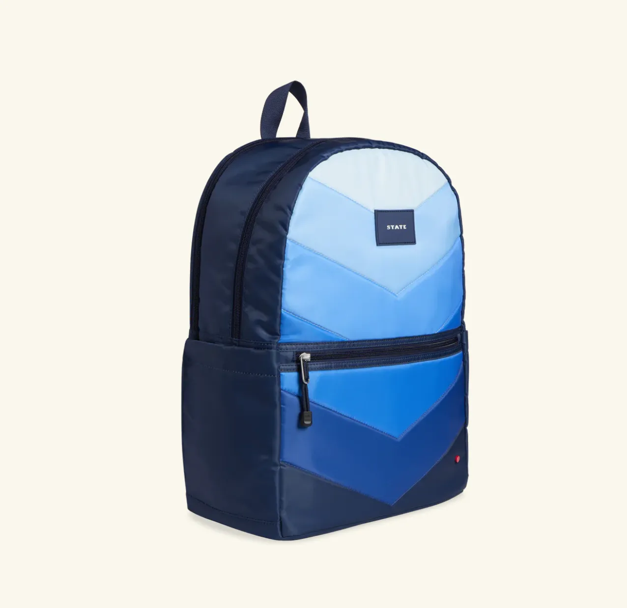 KANE DOUBLE POCKET LARGE BLUE CHEVRON PUFFER BACKPACK