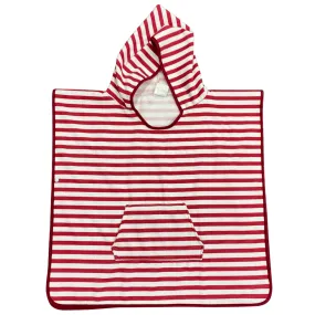 Kids Hooded Poncho Towel - Red Stripe