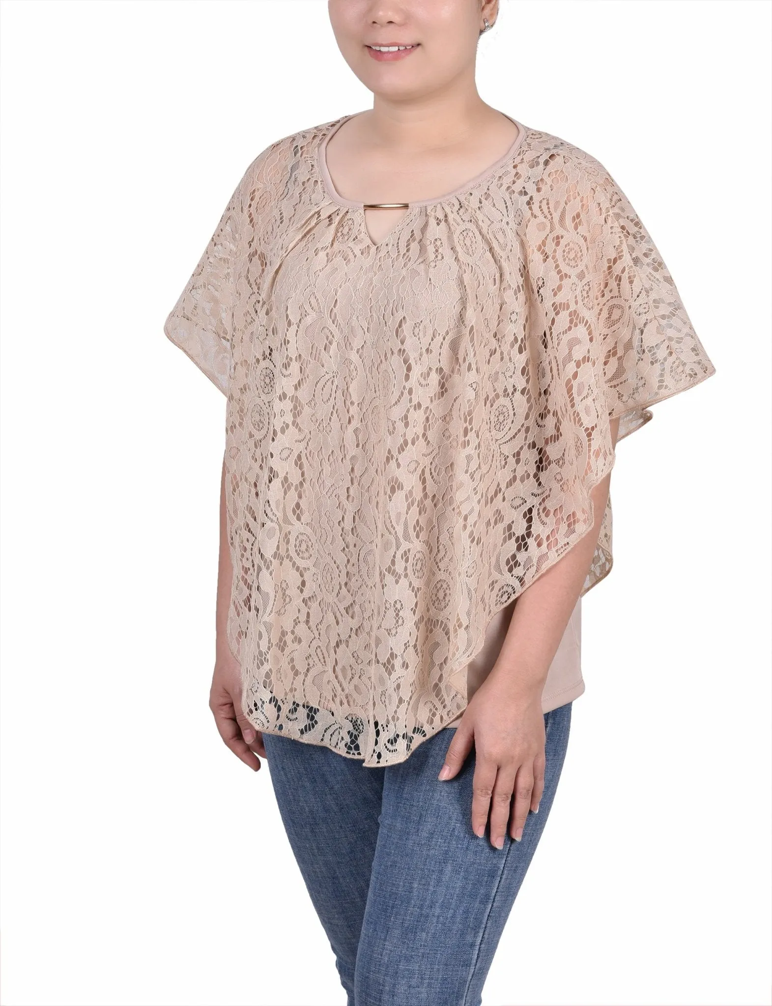 Lace Poncho With Bar - Petite