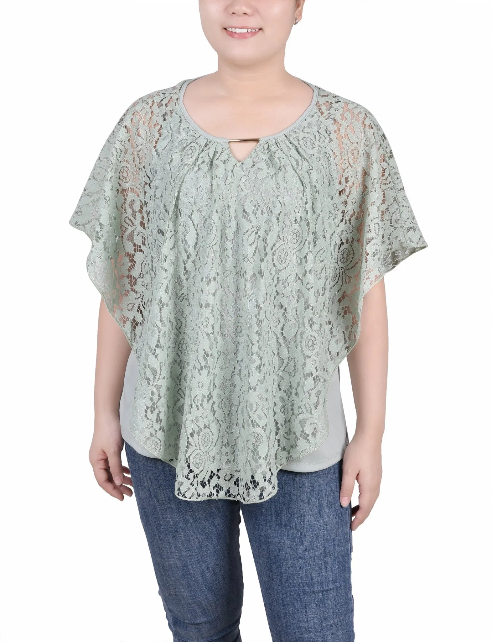 Lace Poncho With Bar - Petite