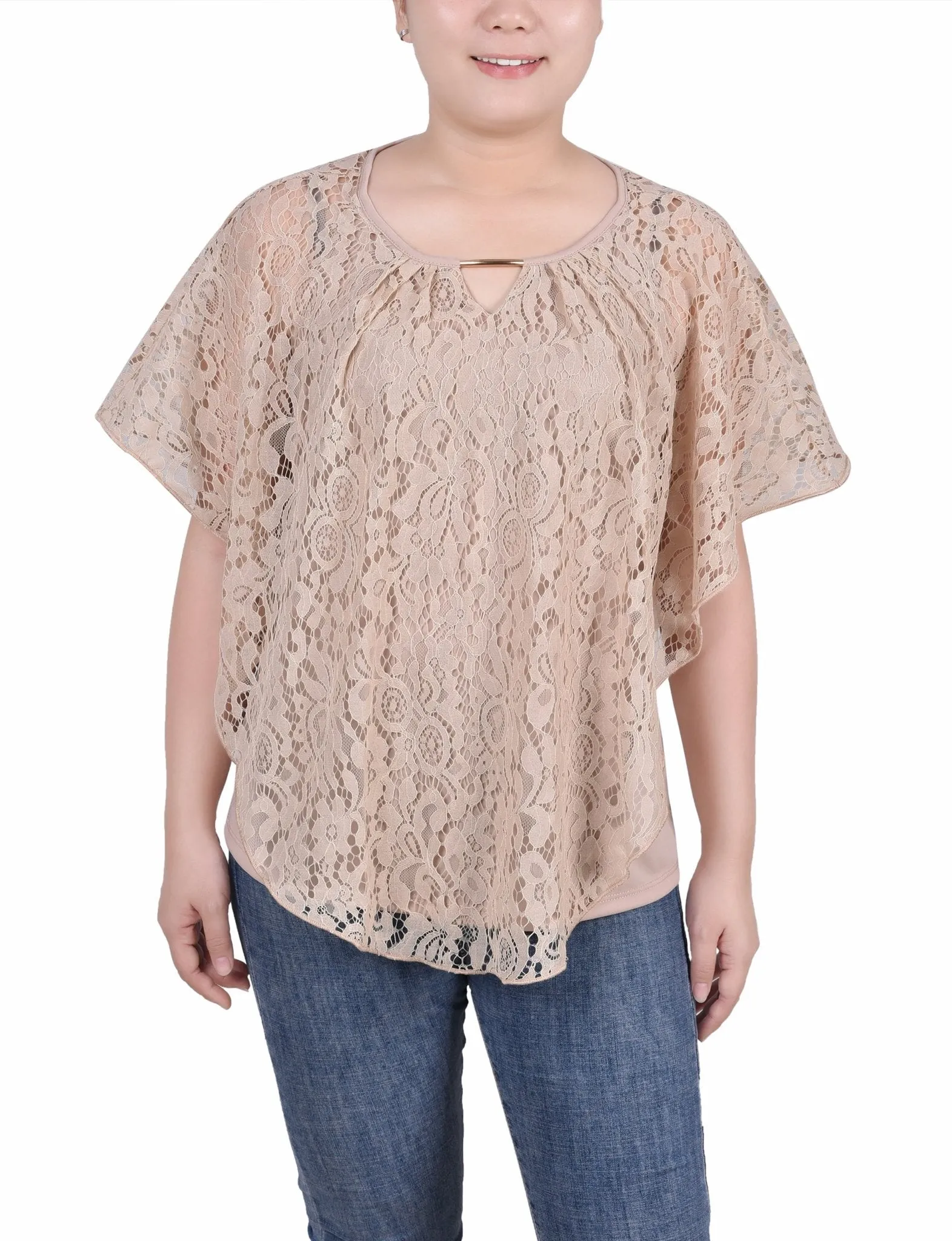 Lace Poncho With Bar - Petite