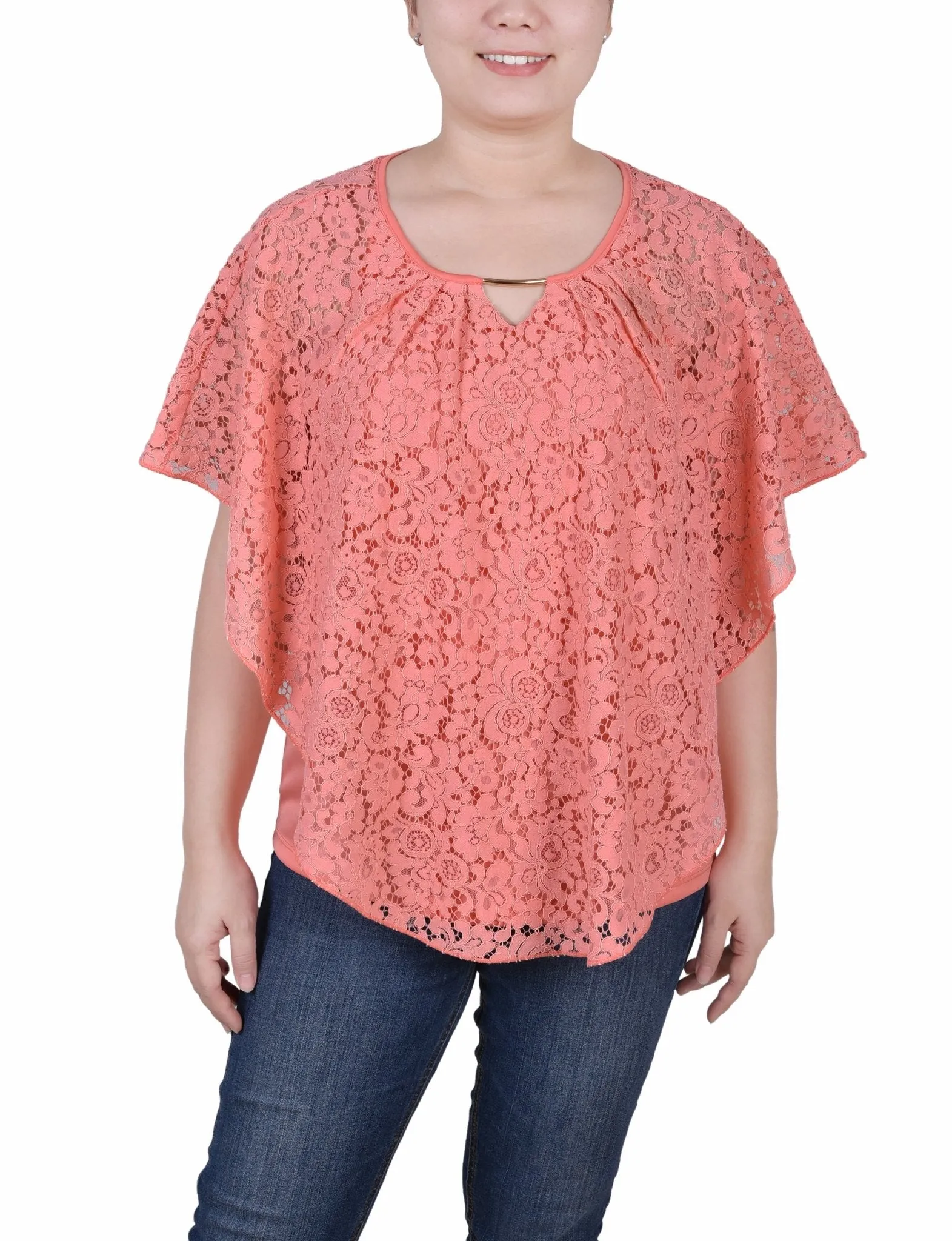 Lace Poncho With Bar - Petite