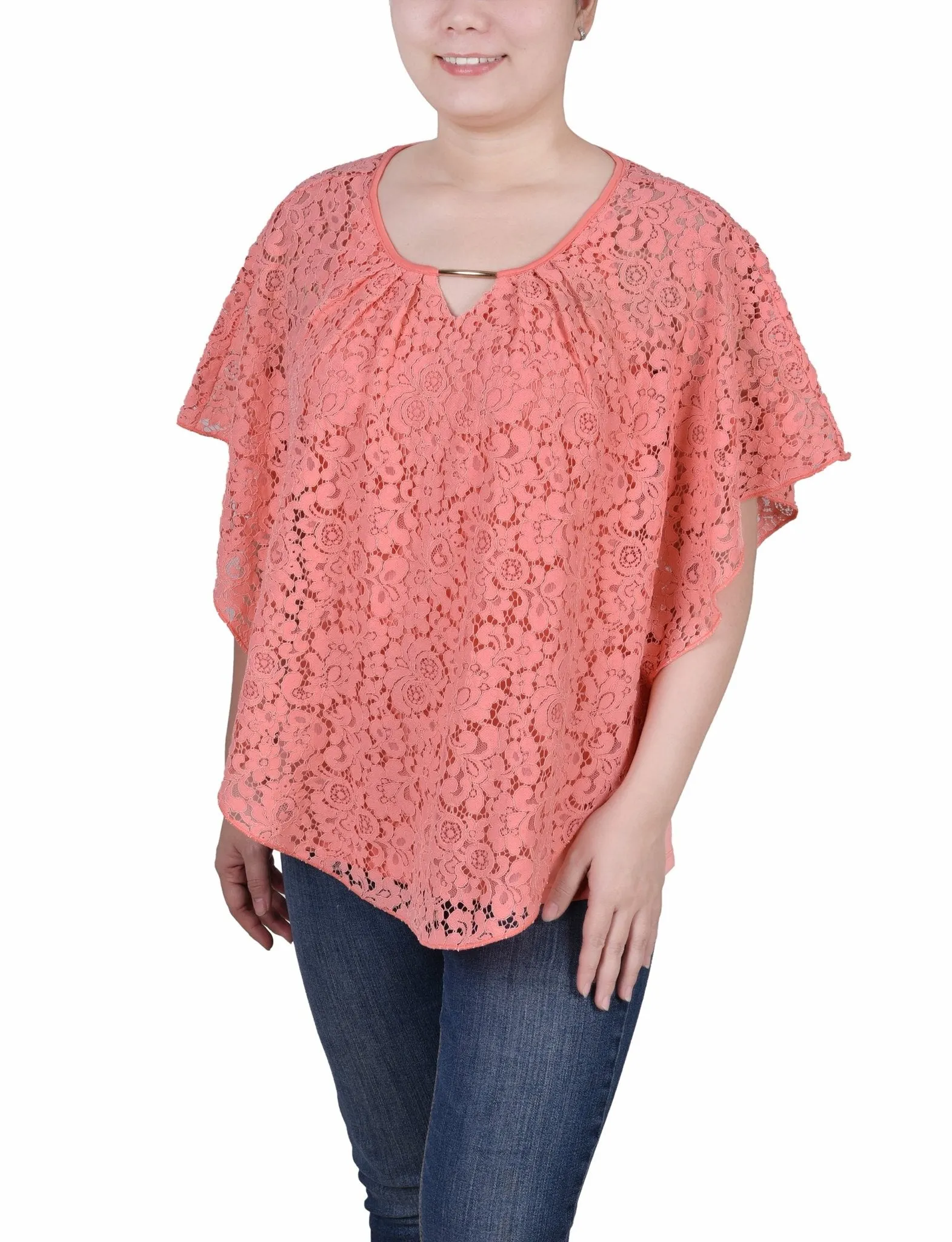 Lace Poncho With Bar - Petite