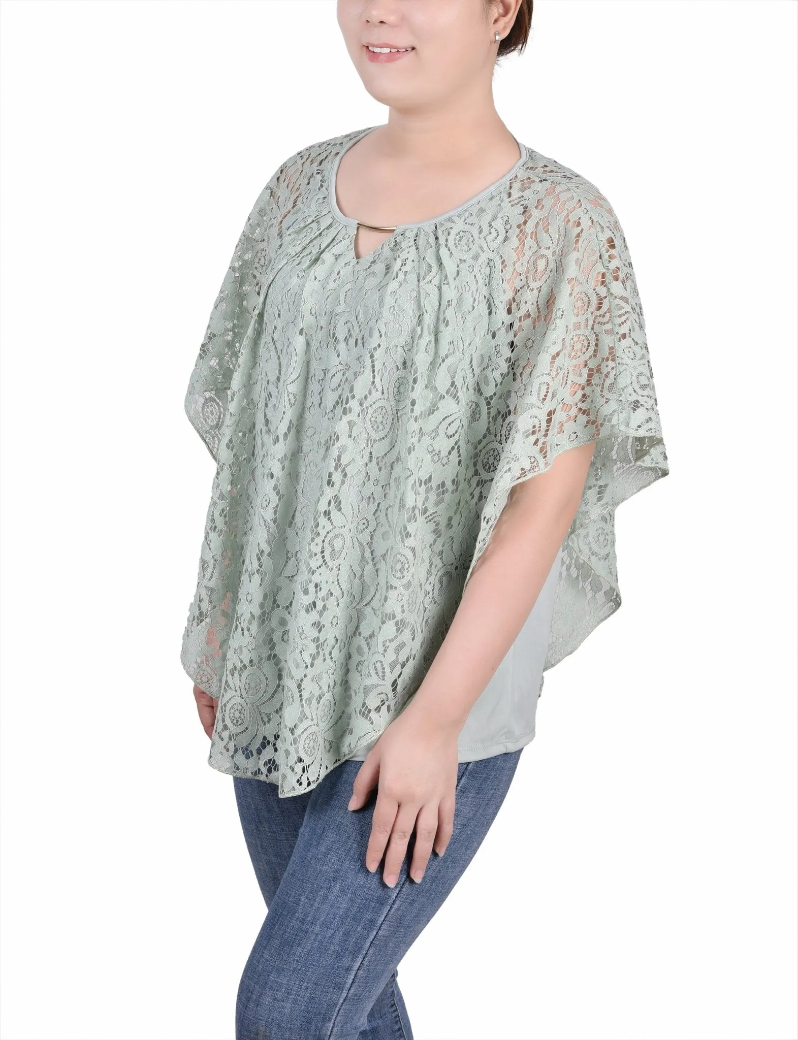 Lace Poncho With Bar - Petite