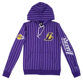 Lakers Women's Logo Select FZ Pinstripe Hoodie