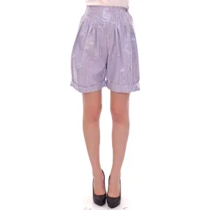 Licia Florio Elegant Purple Viscose Shorts - Side Zip Closure