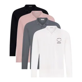 Long Sleeve Smart Cotton Polo shirt 4pcs Bundle