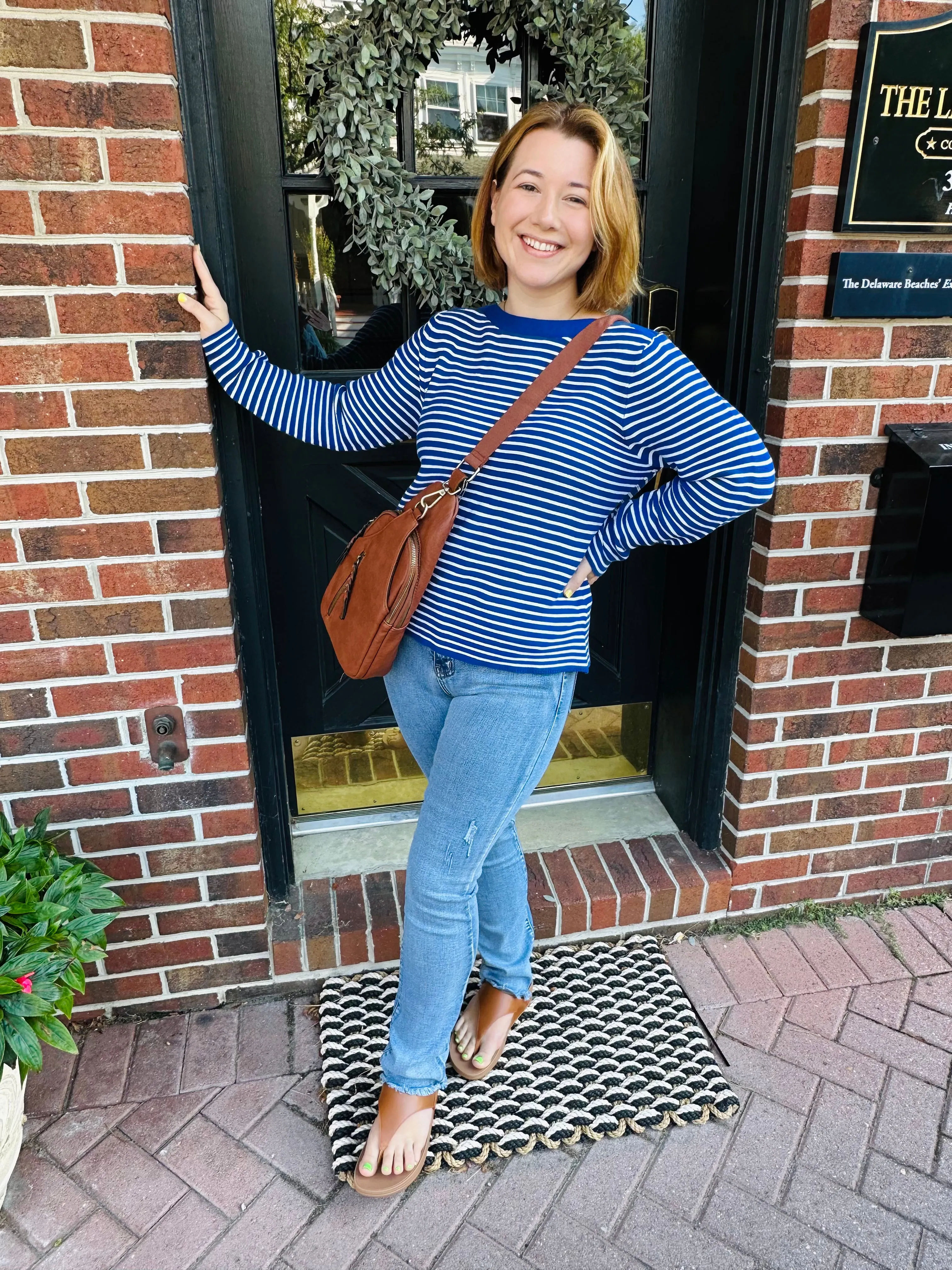 Lulu B Blue and White Stripe Sweater