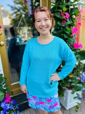 Lulu B Blue Lightweight Sweater with Pocket