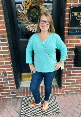 Lulu B Seafoam Mini Button Sweater