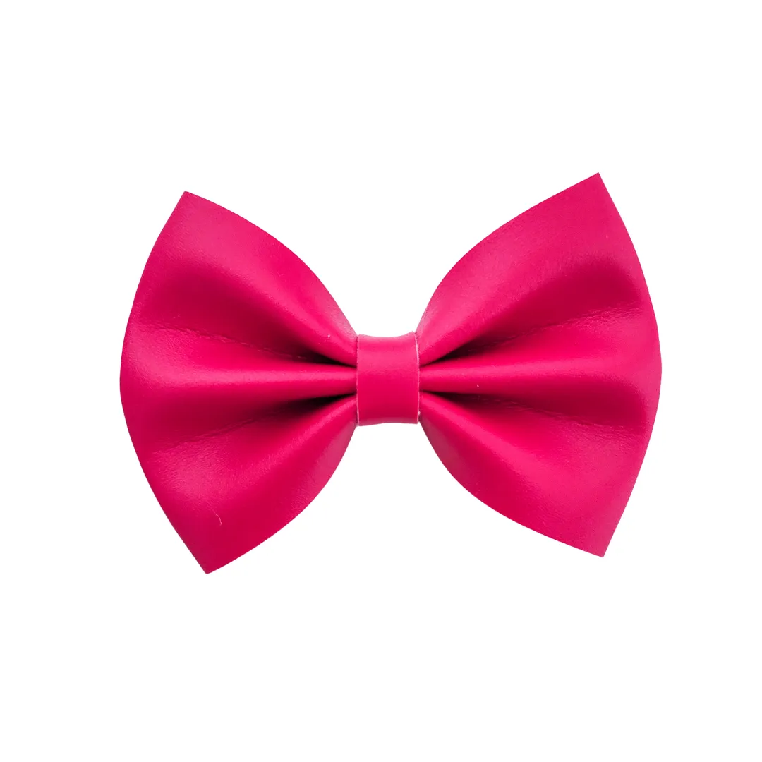 Luna Hair Bow | Vegan Leather Bow | Raspberry Smooth