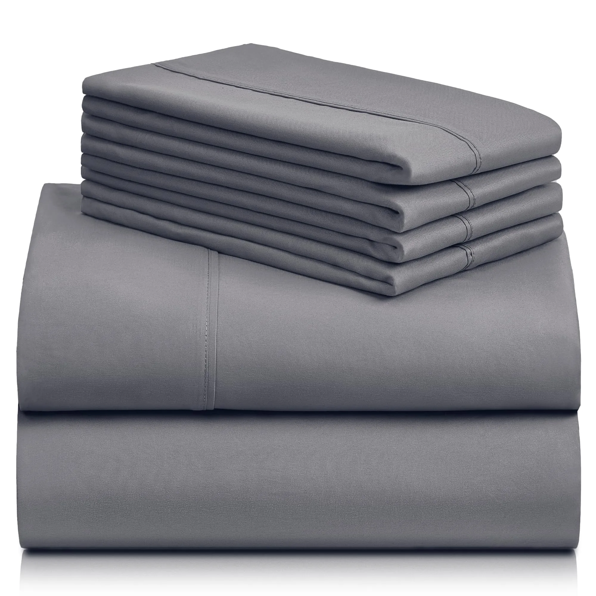 LuxClub 6 PC Bamboo Sheet Set w/ 18 inch Deep Pockets - Eco Friendly, Wrinkle Free, Hypoallergentic, Antibacterial, Fade Resistant, Silky, Stronger & Softer Than Cotton -Silver Queen