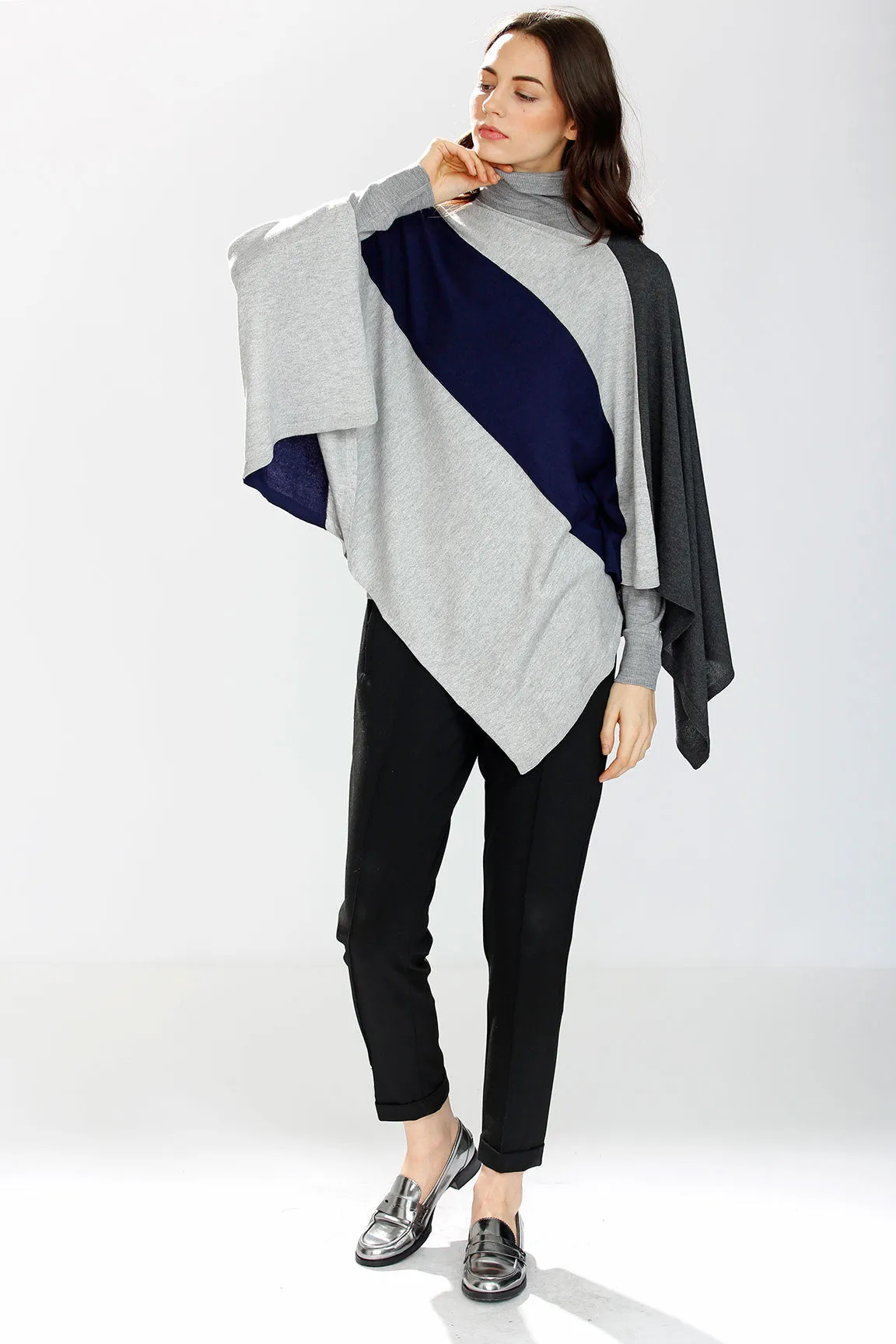 Max 8-Way Scarf/Cape – Navy/Grey/Charcoal