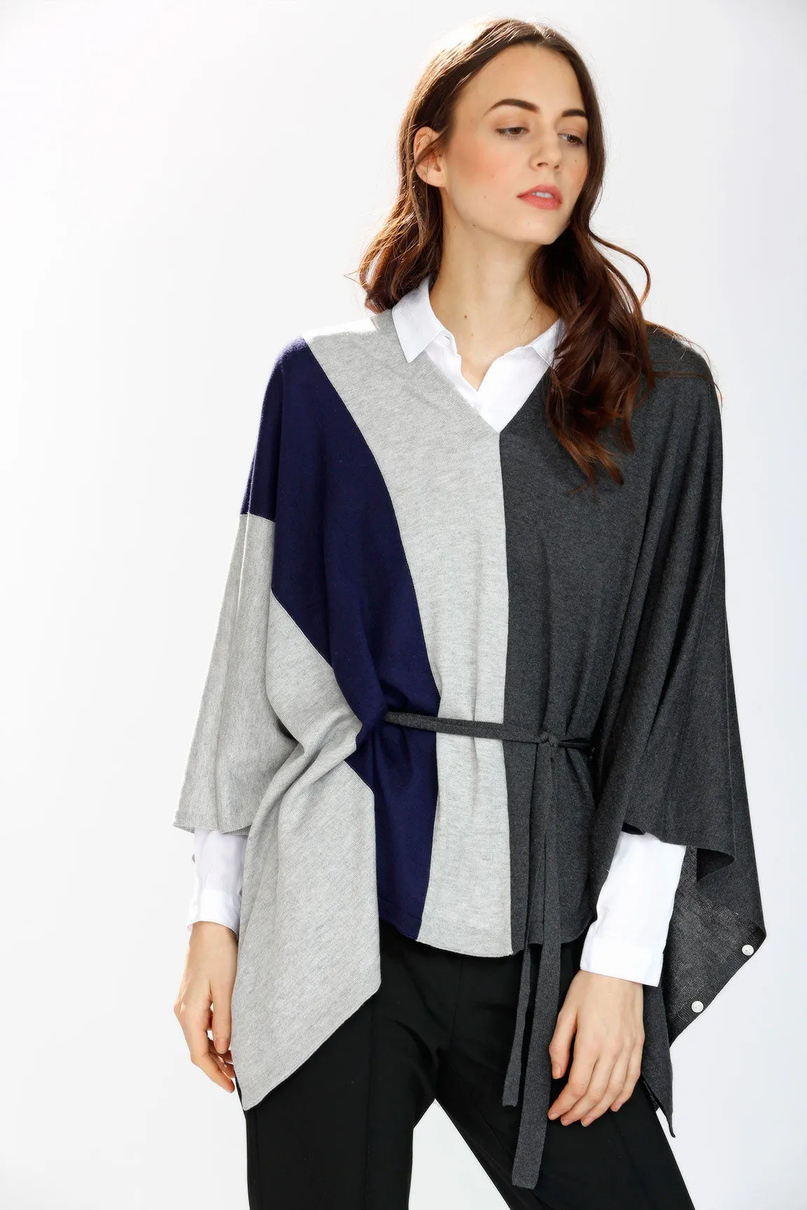 Max 8-Way Scarf/Cape – Navy/Grey/Charcoal