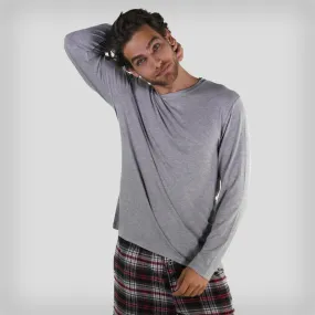 Members Only Men's Bamboo Rayon Long Sleeve Knit Sleep Shirt - Grey