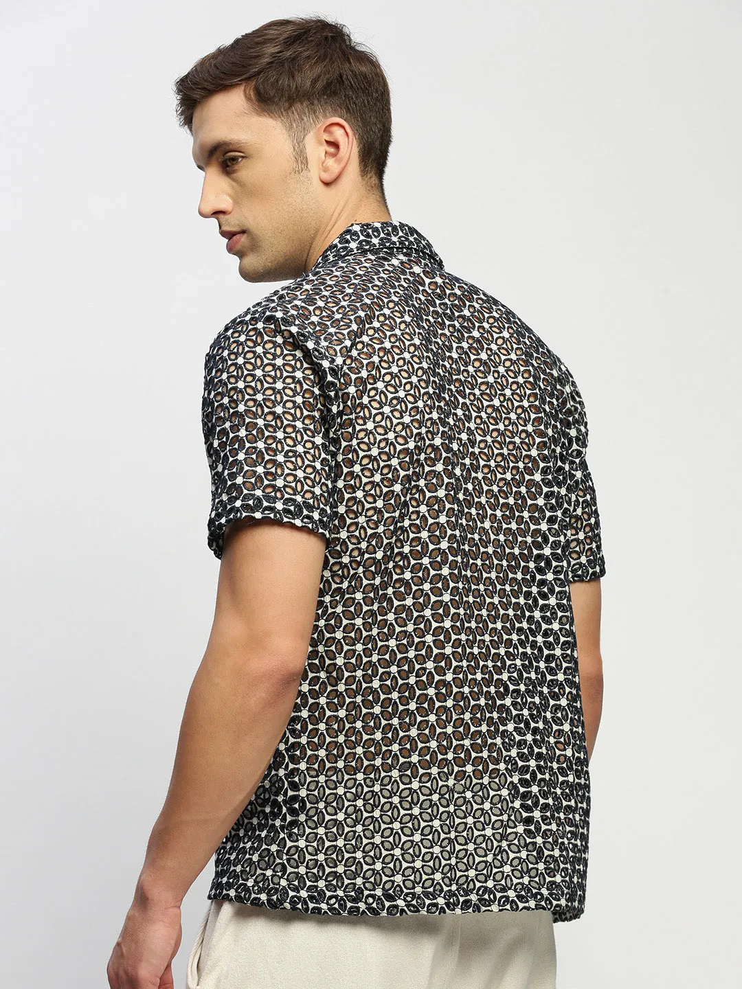 Men Black Floral Shirt