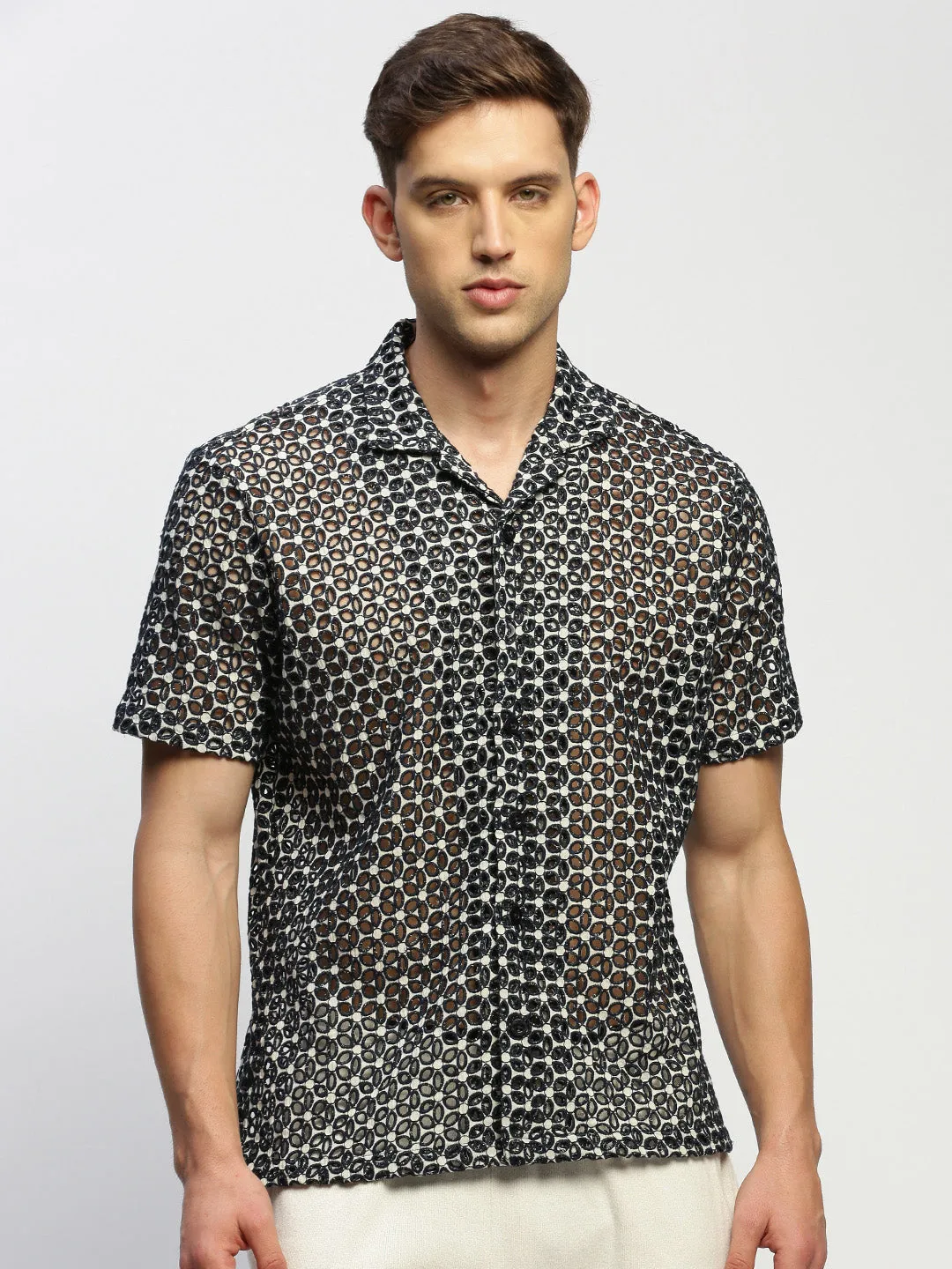 Men Black Floral Shirt