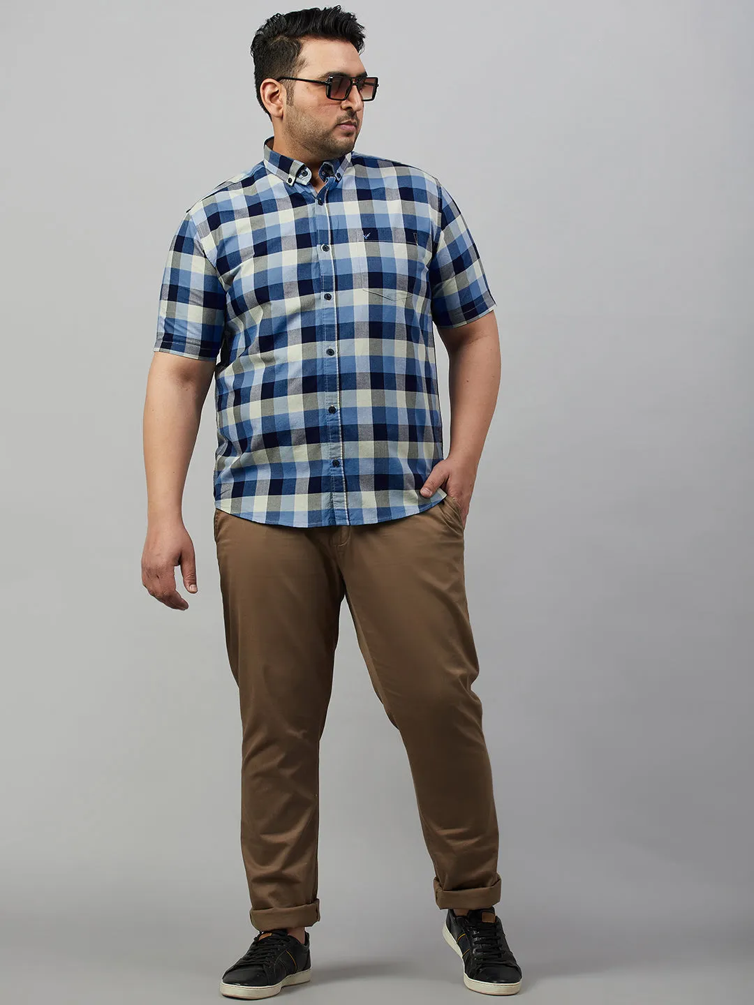 Men Checked Blue Comfort Shirt