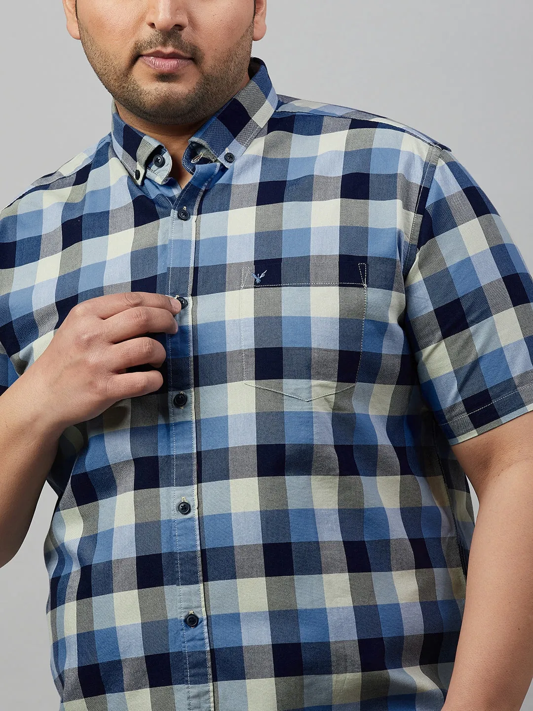 Men Checked Blue Comfort Shirt