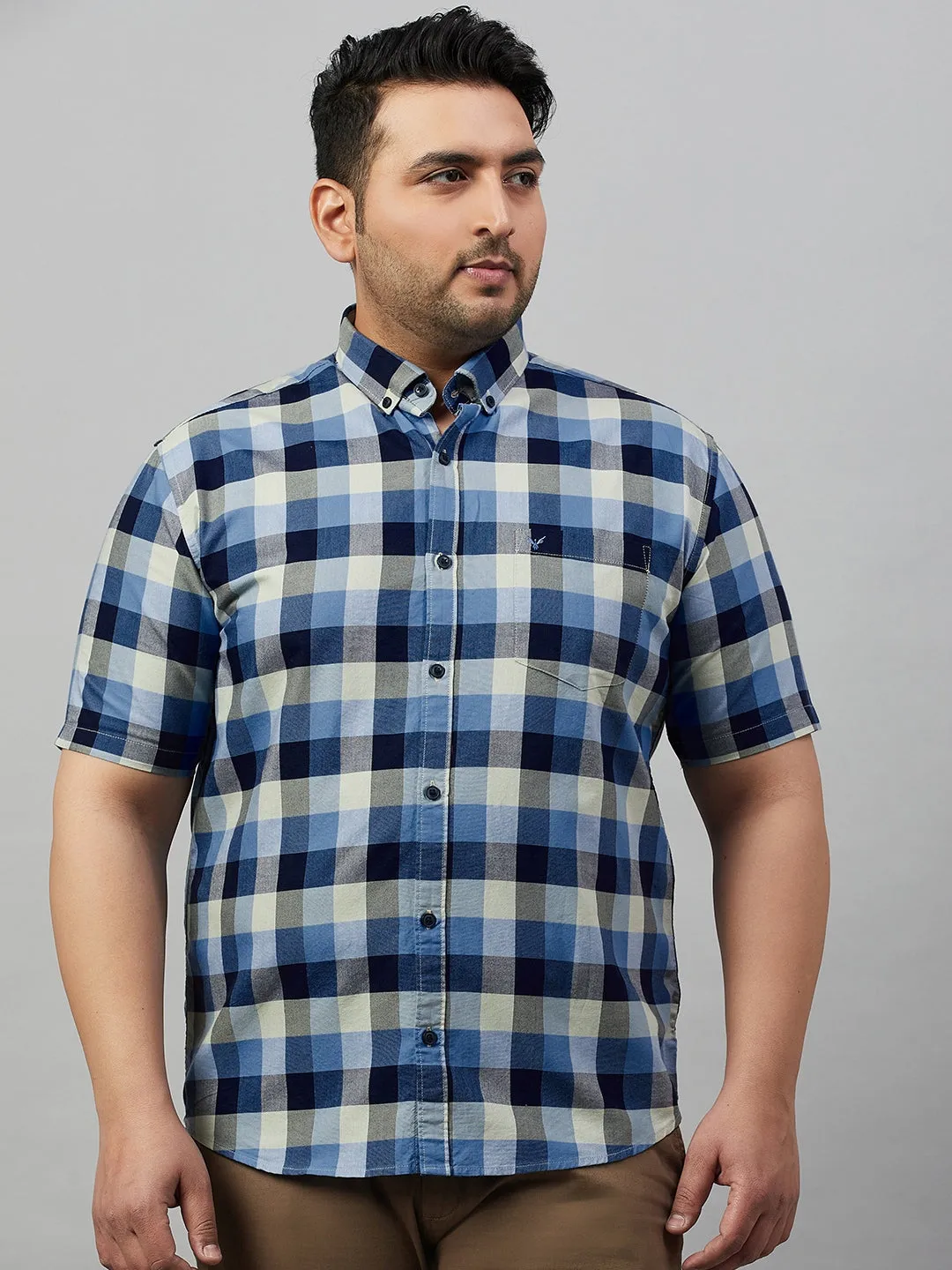 Men Checked Blue Comfort Shirt