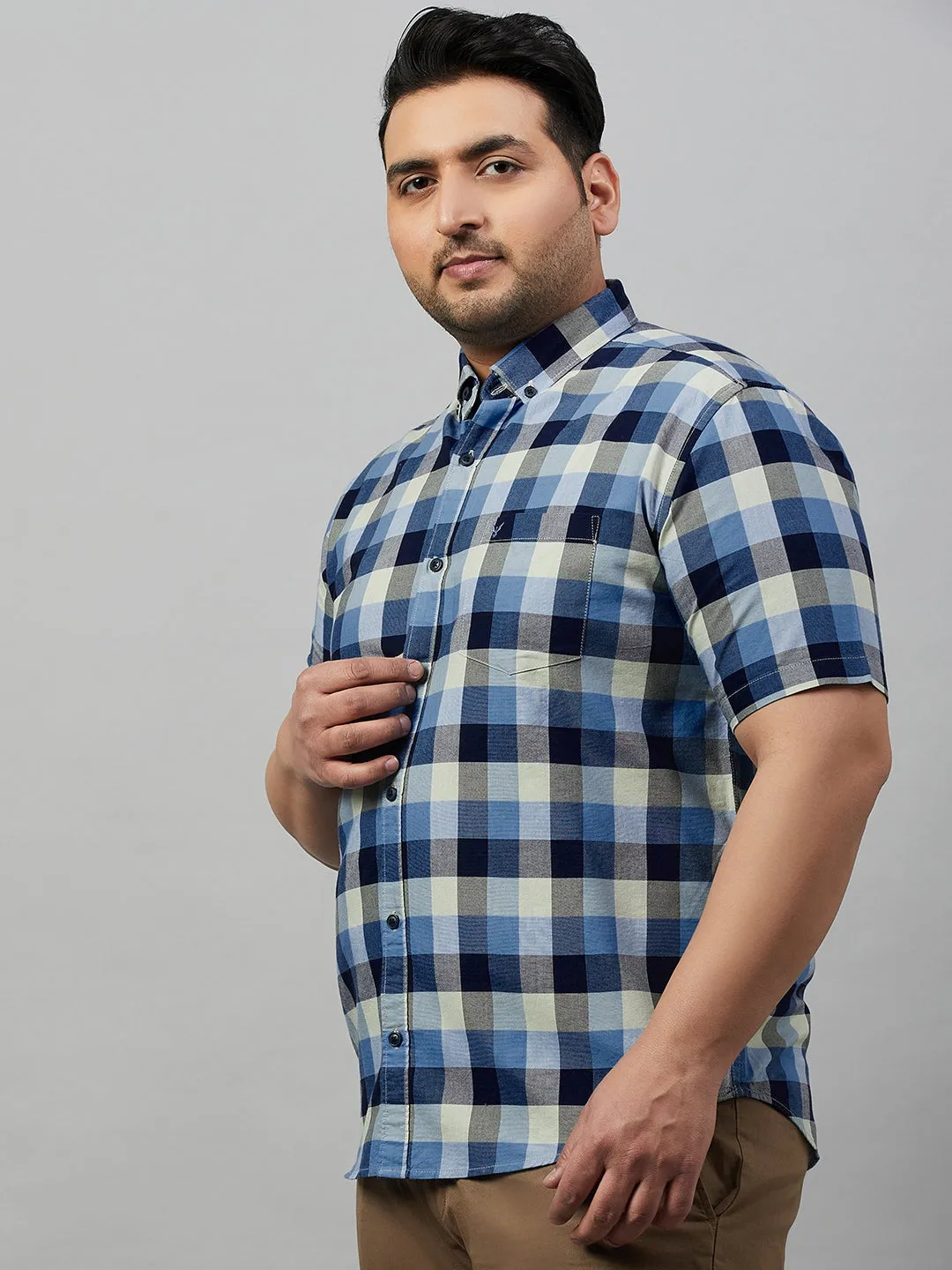 Men Checked Blue Comfort Shirt