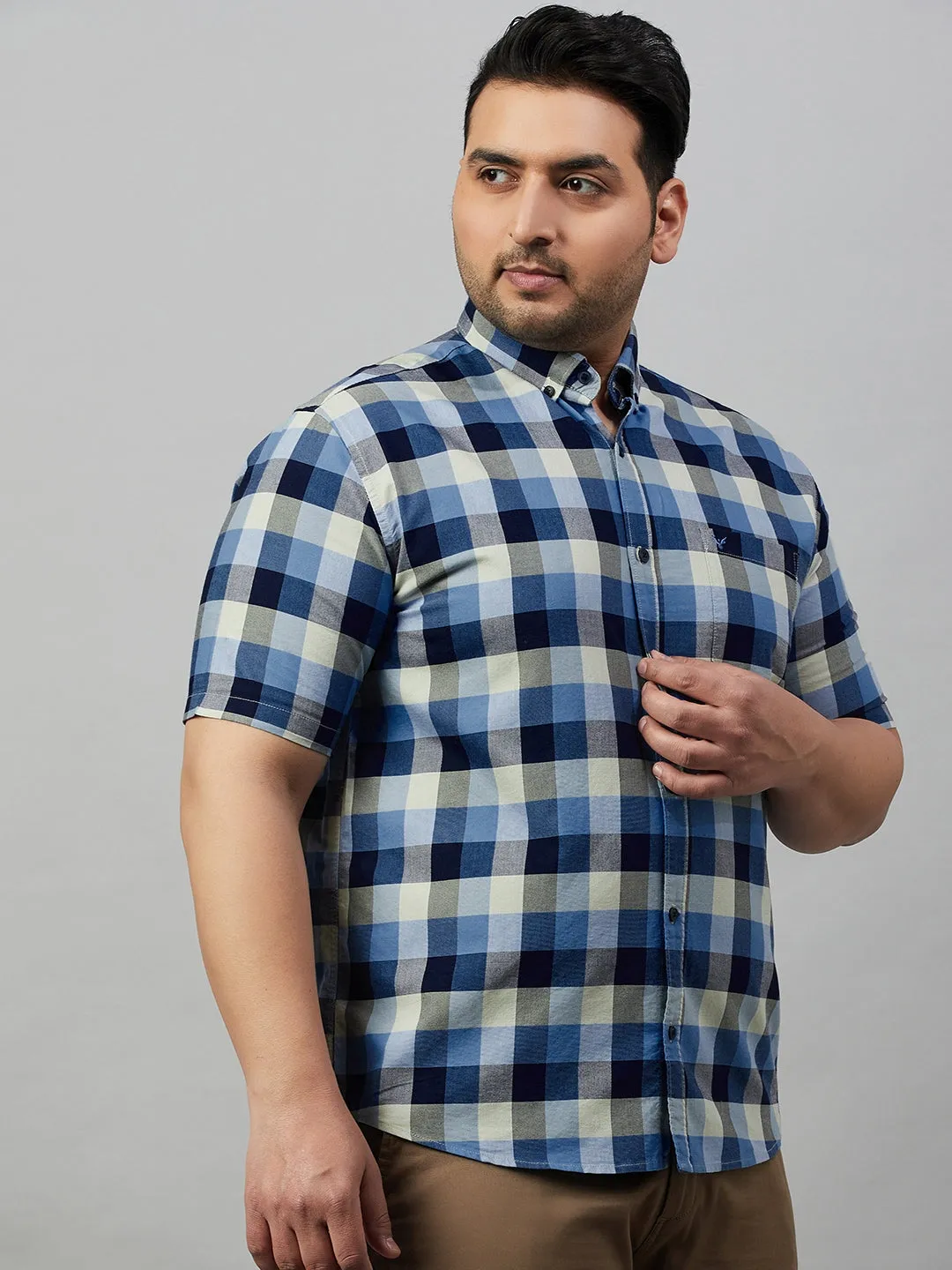 Men Checked Blue Comfort Shirt