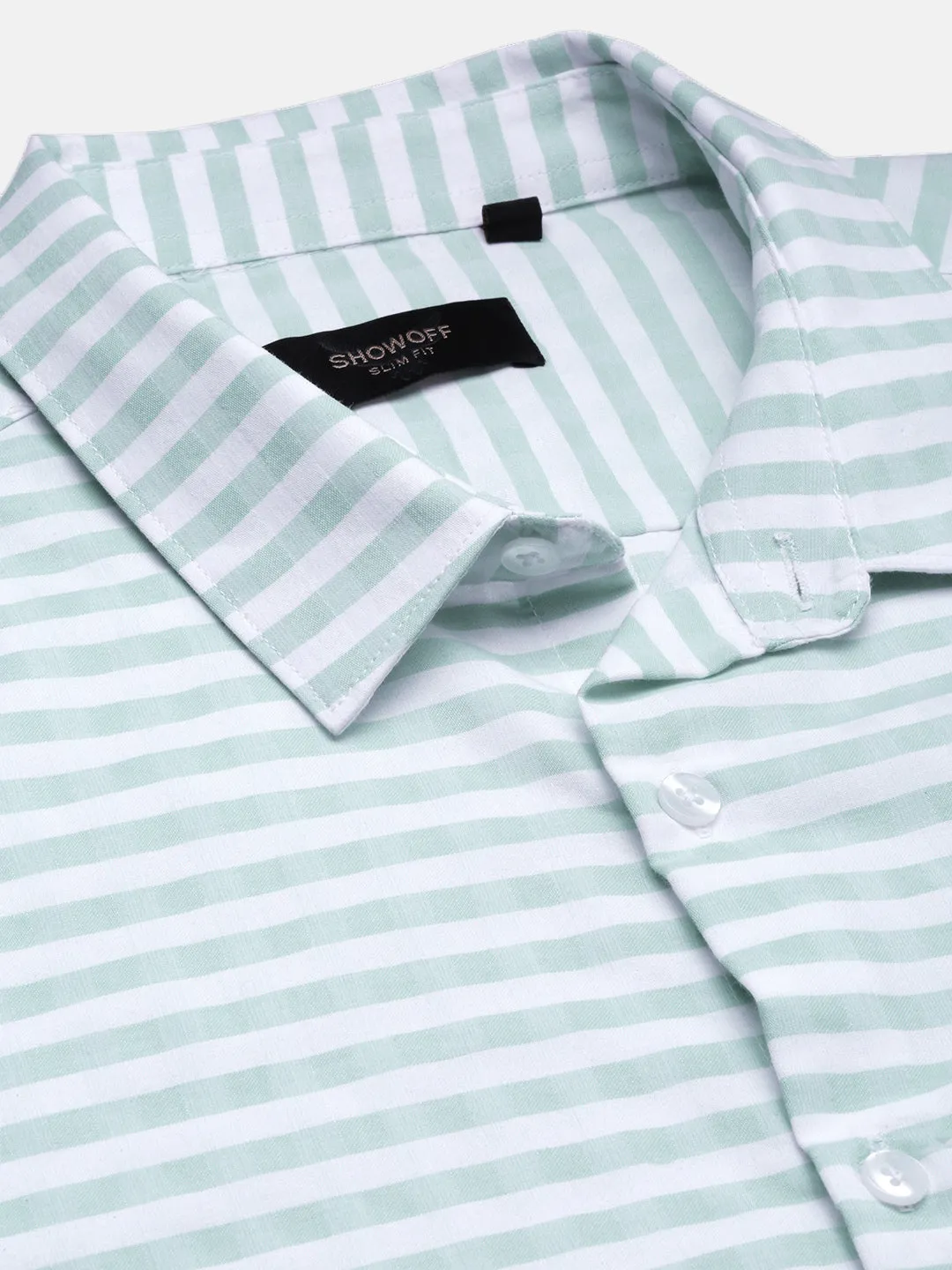 Men Checked Sea Green Slim Fit Shirt