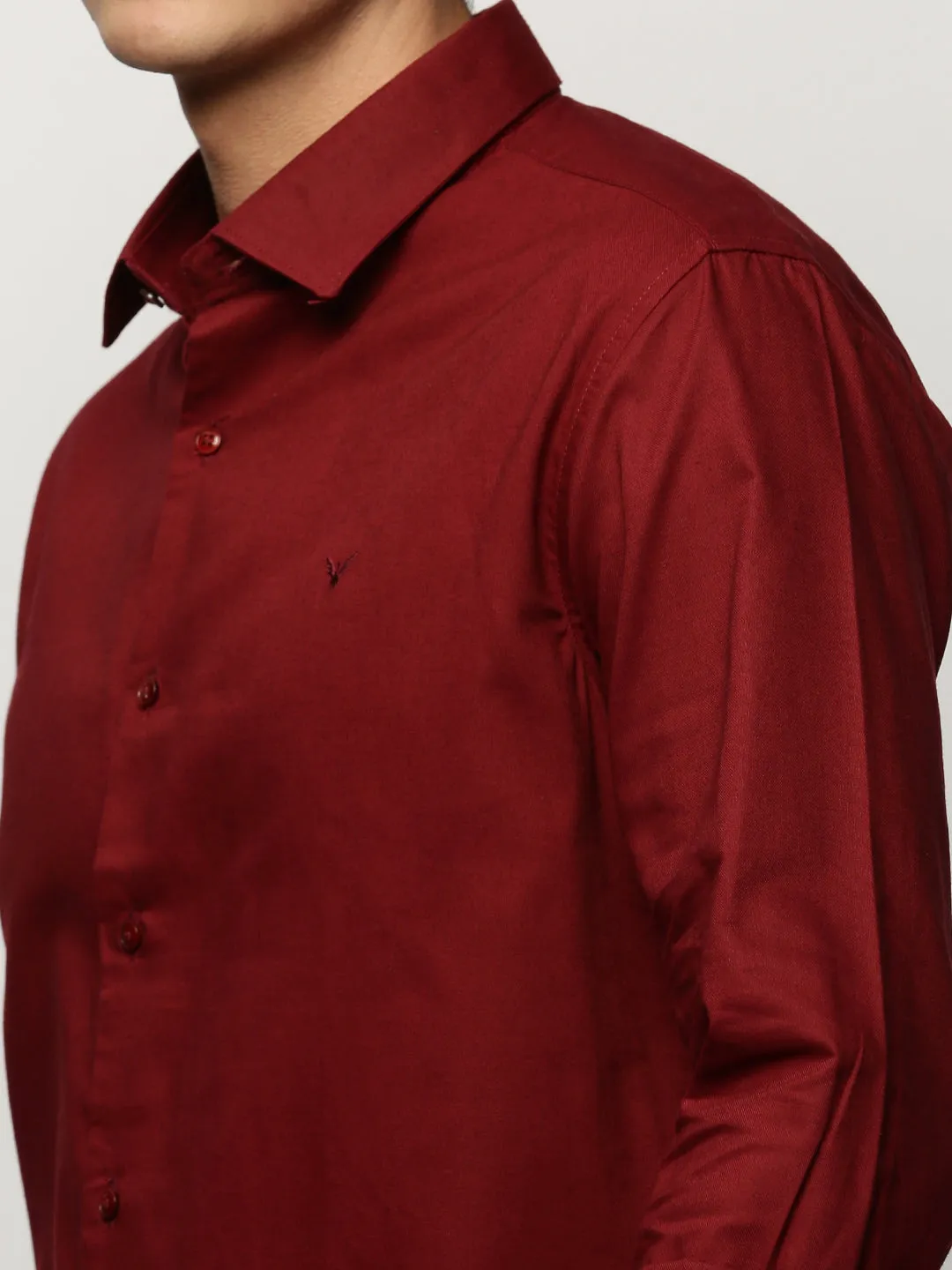 Men Maroon Solid Shirt