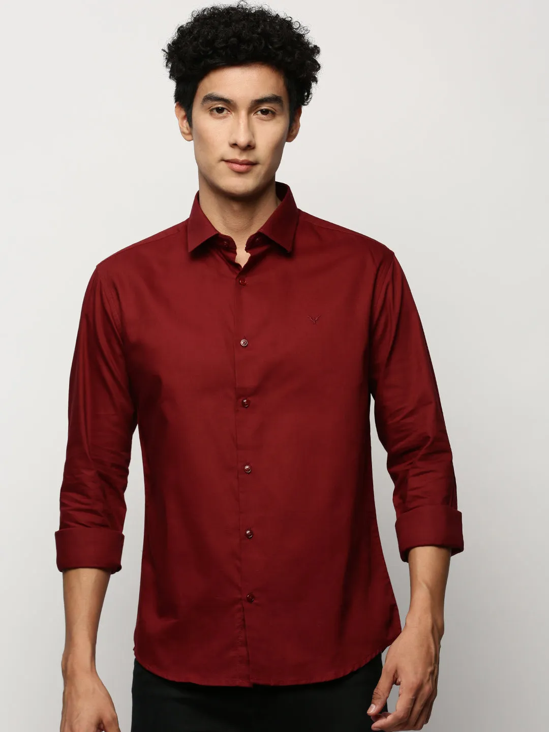 Men Maroon Solid Shirt