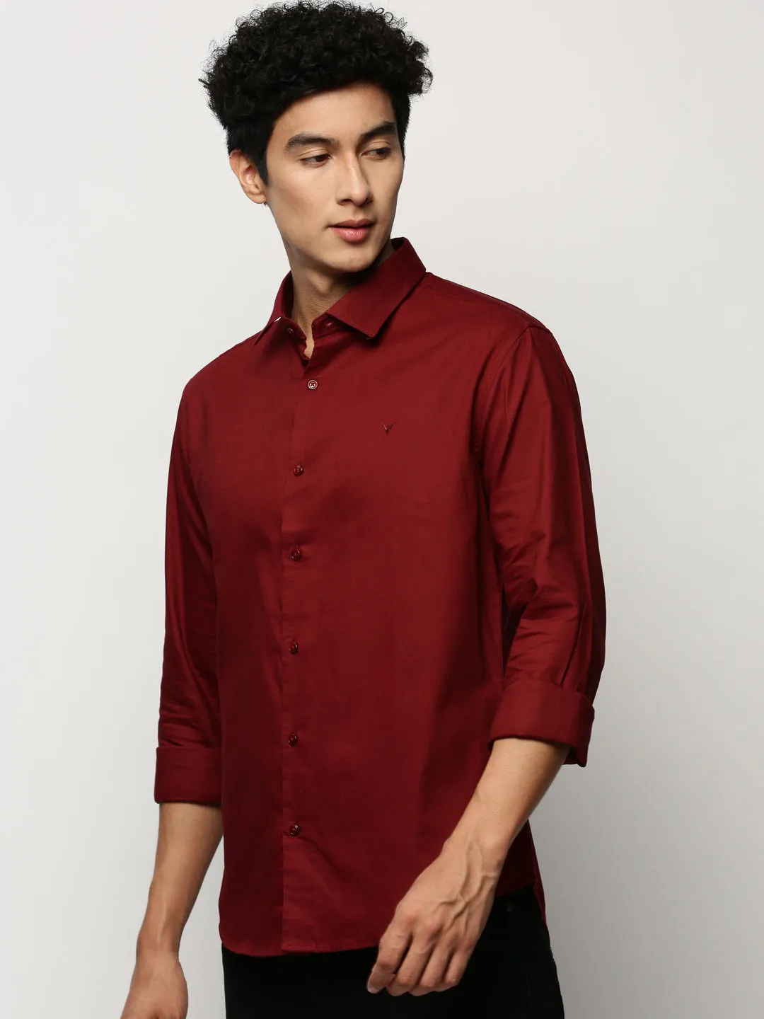 Men Maroon Solid Shirt