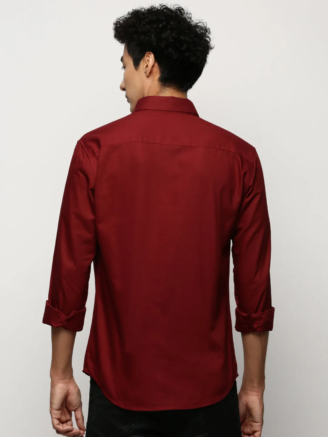 Men Maroon Solid Shirt