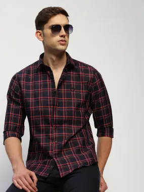 Men Navy Checked Shirt