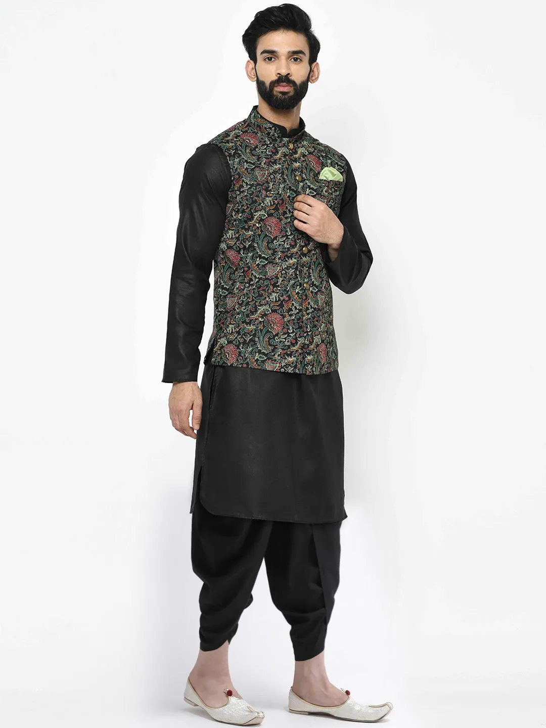 Men's Multi Kurta Jacket Dhoti Set