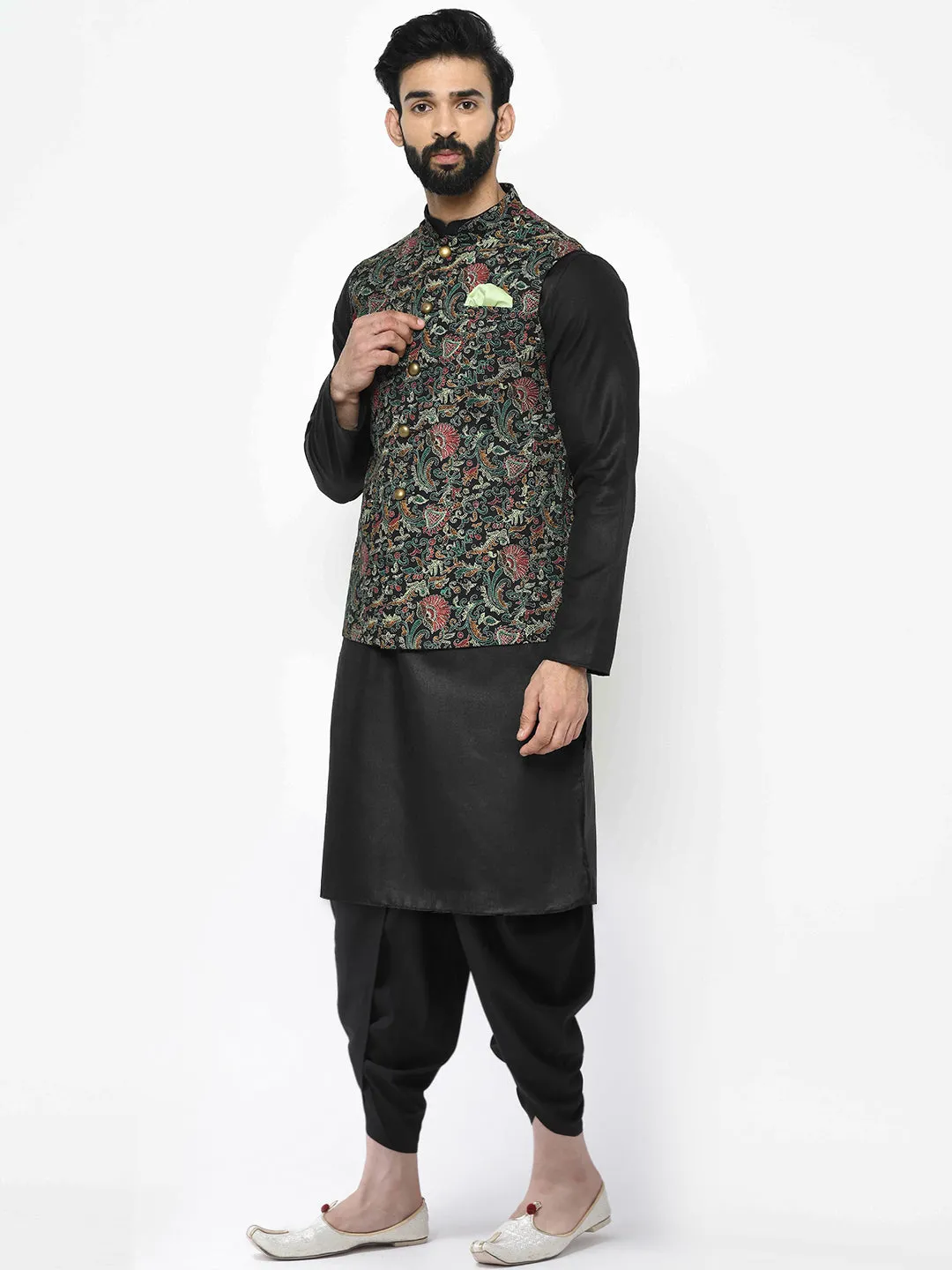 Men's Multi Kurta Jacket Dhoti Set