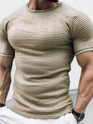 Men's Round Neck Short Sleeve Knitted T-shirt