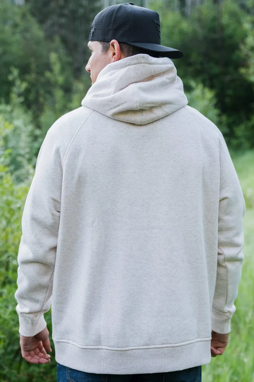 Men's Whitetail Deer Fleece Hoodie- Heather Oatmeal