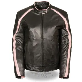 Milwaukee Leather ML1952 Women's Black and Pink Embroidered and Stud Design Scooter Jacket