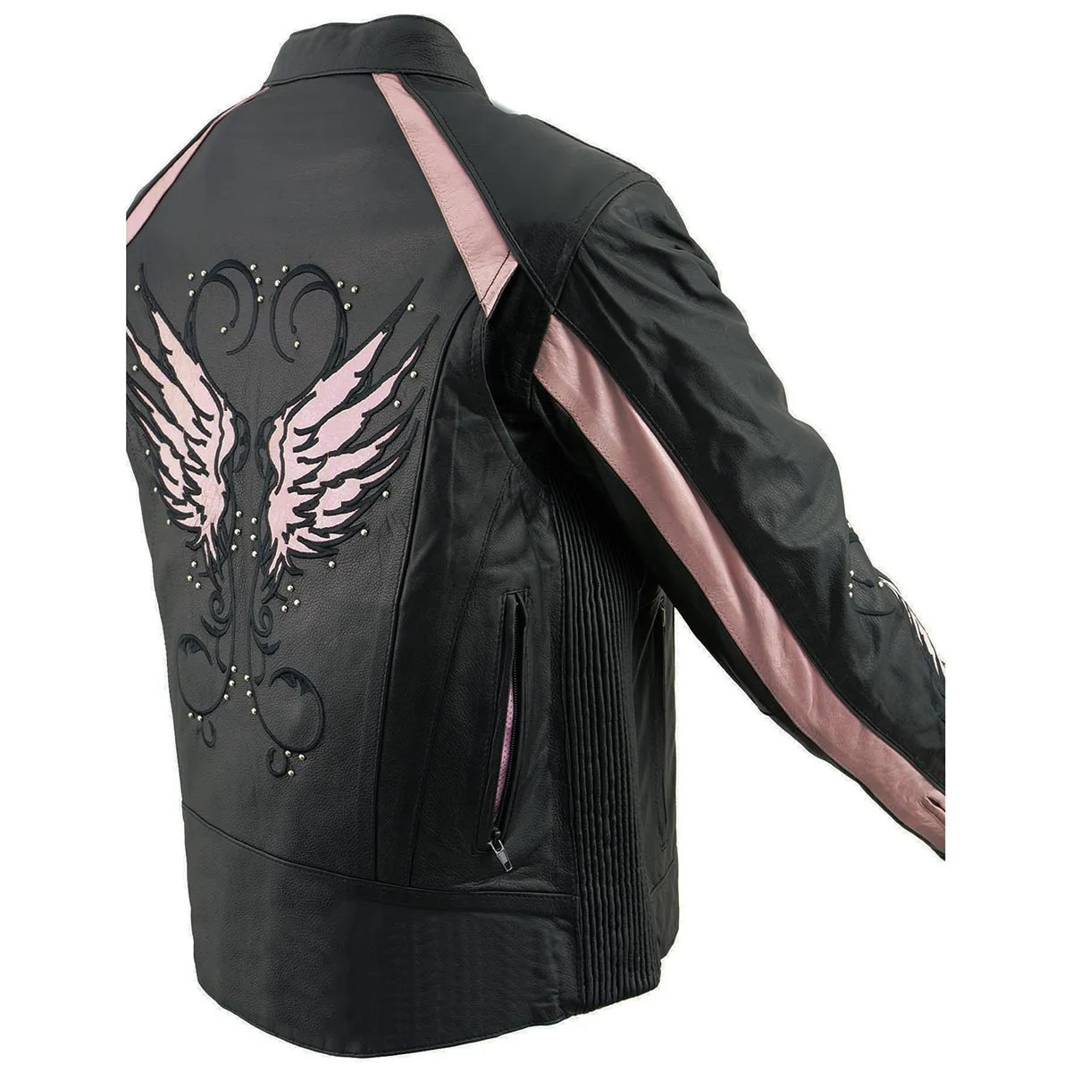 Milwaukee Leather ML1952 Women's Black and Pink Embroidered and Stud