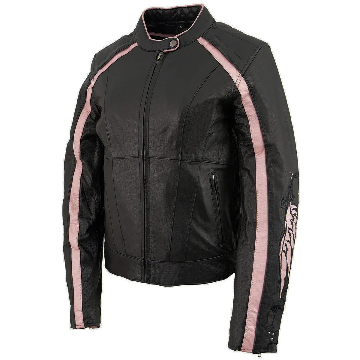 Milwaukee Leather ML1952 Women's Black and Pink Embroidered and Stud